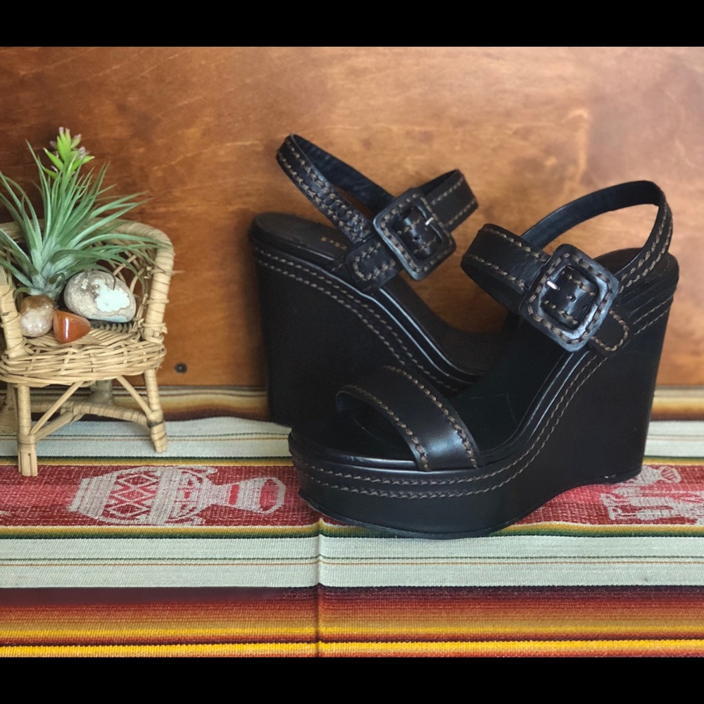 Vintage Prada Dark-Chocolate Wedges